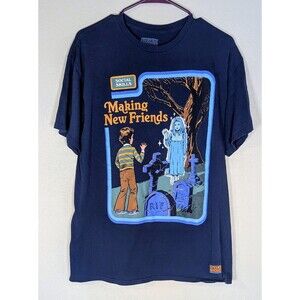Steven Rhodes Social Skills “Making New Friends” Graphic Tee L Navy Graveyard